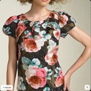 ANTHROPOLOGIE Leifsdottir Women’s Silk Blend Roses Brocade Blouse Top size 0